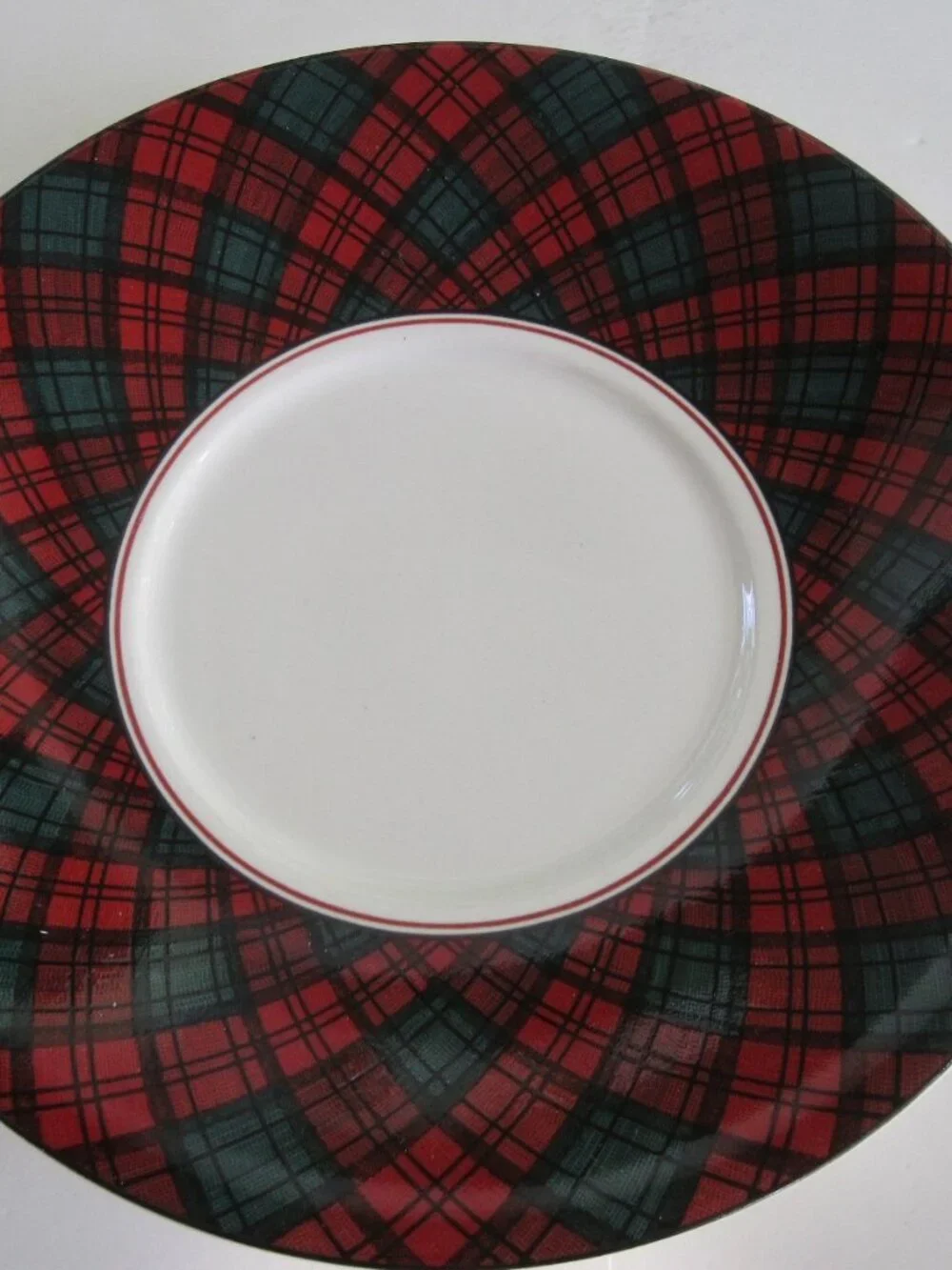 Vintage 80s Arita Tartan Red Plaid Cup & Saucer 2 Sets Preppy Christmas JAPAN